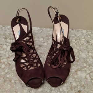 Prada brown suede lace shoes